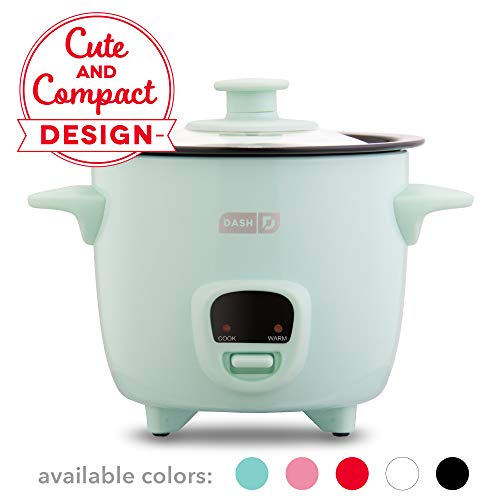 Product Cover Dash DRCM200GBAQ04 Mini Rice Cooker Steamer with Removable Nonstick Pot, Keep Warm Function & Recipe Guide, Aqua