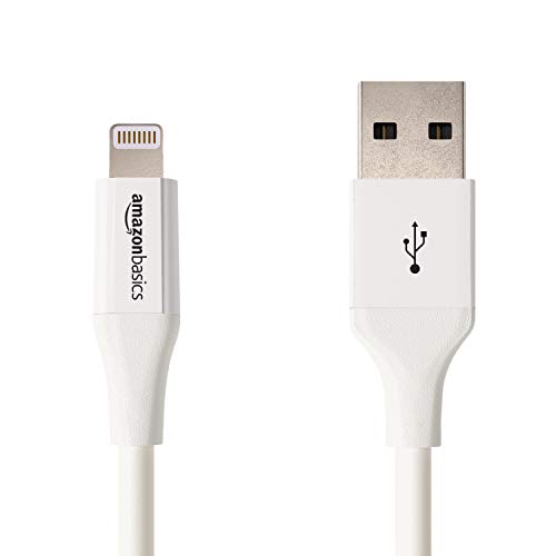 Product Cover AmazonBasics Lightning to USB A Cable, Advanced Collection, MFi Certified iPhone Charger, White, 4 Inch