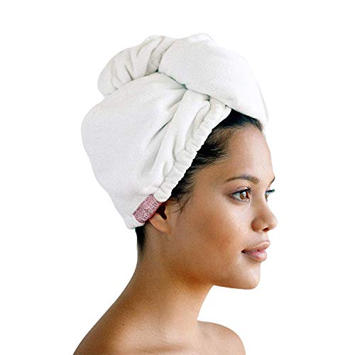 Product Cover Kitsch Microfiber Hair Towel Wrap for Women, Hair Turban for Drying Wet Hair, Easy Twist Hair Towels (White)