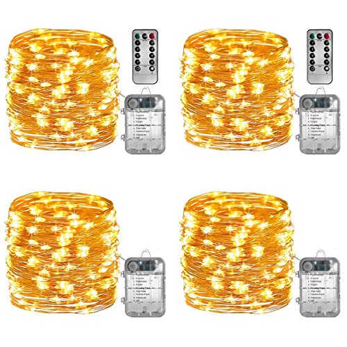 Product Cover Sterno Home GL40736 50-Count Battery-Powered LED Fairy String Remote on 16.4 Use, 4 Pack, Copper Wire Lights For Indoor and Outdoor