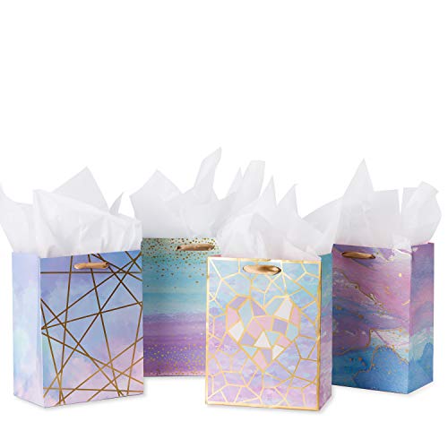 Product Cover Loveinside Medium Size Gift Bags-Coloful Marble Pattern Gift Bag with Tissue Paper for Shopping,Parties,Wedding, Baby Shower, Craft-4 Pack-7