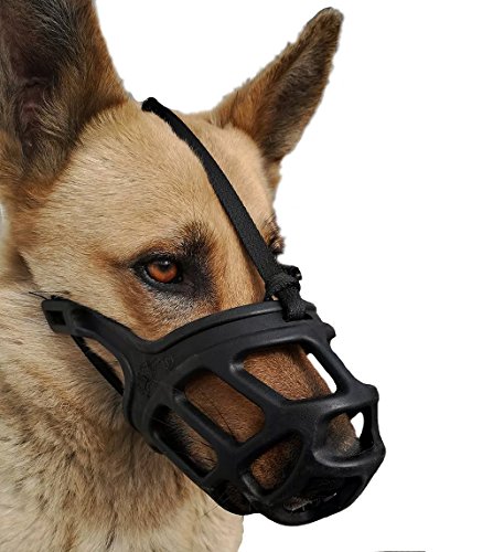 Product Cover Dog Muzzle, Breathable Basket Muzzles for Small, Medium, Large and X-Large Dogs, Stop Biting, Barking and Chewing, Best for Aggressive Dogs (Large, Black)