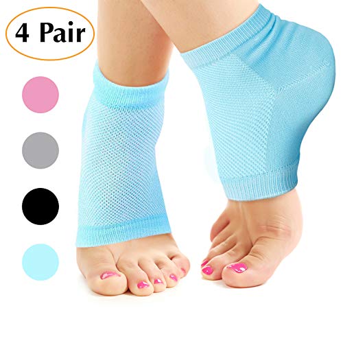 Product Cover Nado Care Moisturizing Socks Lotion Gel for Dry Cracked Heels 4 Pack, Spa Gel Socks Humectant Moisturizer Heel Balm Foot Treatment Care Heel Softener Compression Cotton - Pink, Blue, Grey and Black ...
