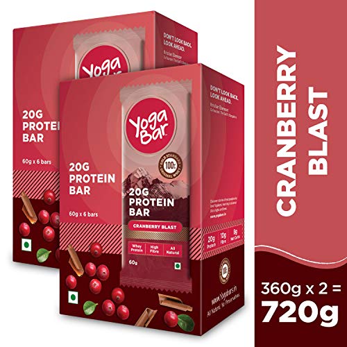 Product Cover Yogabar 20 gram Protein Bar Cranberry Blast - 6 x 60 g (Pack of 2)
