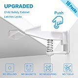 Product Cover Baby Child Safety Cabinet Locks, Easy to Install, No Tools or Drilling Needed, Invisible and Safe Design,10 Packs - White