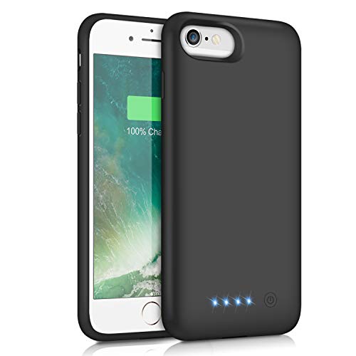 Product Cover Pxwaxpy Battery Case for iPhone 6S 6 6000mAh Rechargeable Charging Case for iPhone 6 External Charger Cover iPhone 6S Battery Pack Apple Power Bank [4.7 inch]- Black