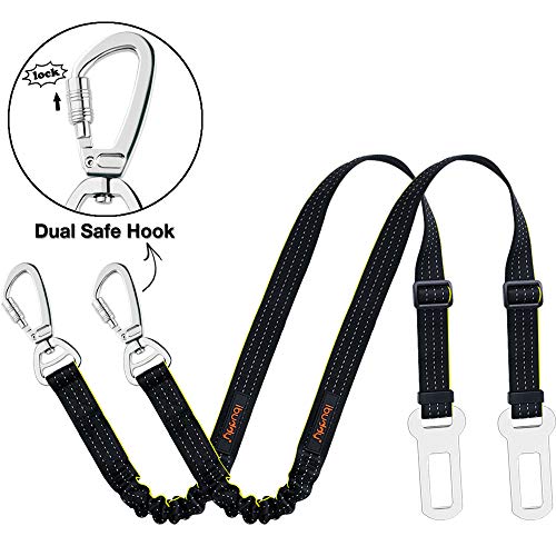 Product Cover iBuddy Dog Seat Belt for Small Dogs of Cars, Adjustable Pet Seat Belt for Dog Harness with Dual Safe Hook and Elastic Durable Nylon Dog Seatbelt for Car, Heavy Duty and Lightweight Dog Safety Belts