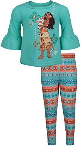 Product Cover Disney Moana Toddler Girls' 2-Piece Long-Sleeve High Low Top & Leggings Set (Blue, 3T)