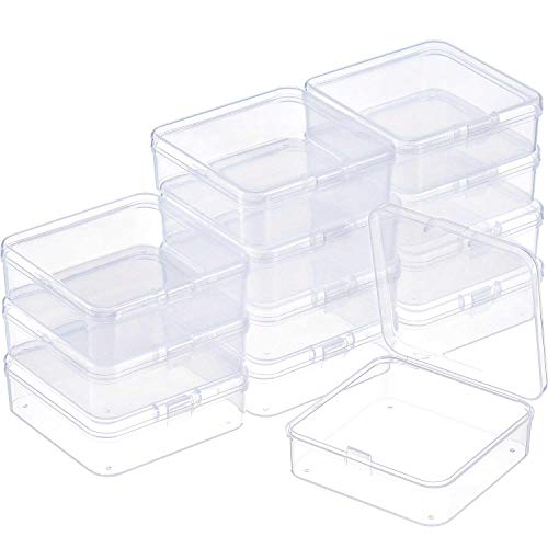Product Cover SATINIOR 12 Pack Clear Plastic Beads Storage Containers Box with Hinged Lid for Beads and More (2.9 x 2.9 x 1 Inch)