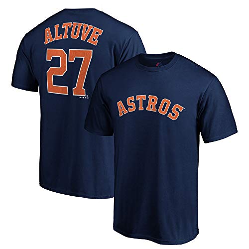 Product Cover Outerstuff MLB Youth Performance Team Color Player Name and Number Jersey T-Shirt (Medium 10/12, Jose Altuve)