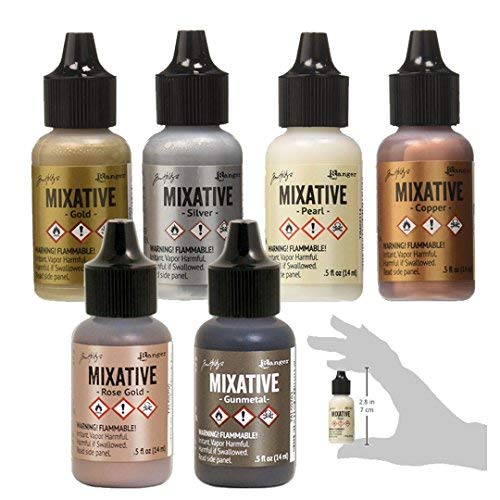 Product Cover Ranger Tim Holtz Metallic Mixatives | Bundle of 6 Colors: Silver, Gold, Rose Gold, Gunmetal, Pearl, Copper