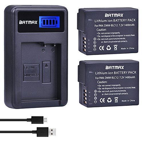 Product Cover Batmax 2Pcs DMW-BLC12 DMW-BLC12E BLC12 Battery + USB LCD Charger for Panasonic DMW-BLC12 Battery Lumix DMC-FZ200 FZ300 FZ1000 FZ2500 G5 G6 G7 GX8 G85 Cameras