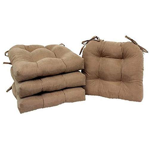Product Cover Home Improvements SET OF 4 MICROFIBER SOFT PLUSH KITCHEN DINING CHAIR PADS CUSHIONS (Brownstone)