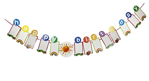 Product Cover World of Eric Carle, The Very Hungry Caterpillar Party Supplies, Happy Birthday Photo Garland Decoration, Paper, 3M