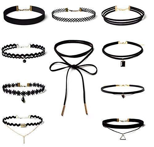 Product Cover MODA ACCESSORIES Rhinestone Pendant Choker Necklace for Women and Girls (Black) - Set of 10pcs