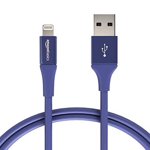 Product Cover AmazonBasics USB A Cable with Lightning Connector, Premium Collection, MFi Certified iPhone Charger, 3 Foot, Blue