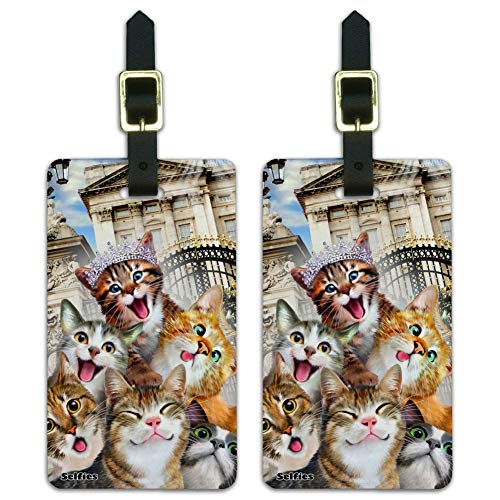 Product Cover Cats Selfie at London Palace England Luggage ID Tags Cards Set of 2