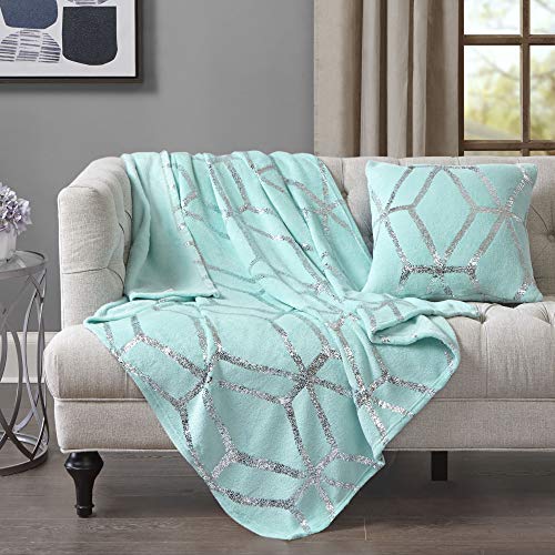 Product Cover Comfort Spaces Microplush Shiny Blanket with Matching Pillow Cover, Light-Weight Soft Throws for Couch, Bed, 50