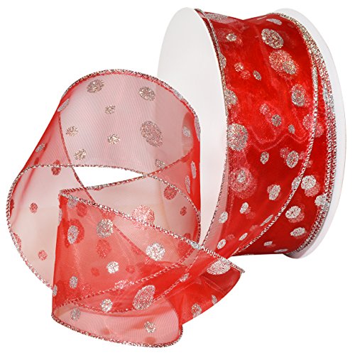 Product Cover Morex Ribbon 7407 Glitter Dots Ribbon, Wired Sheer, 2.5