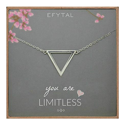 Product Cover EFYTAL Inspirational Gifts for Women, Sterling Silver Triangle Necklace, Graduation Jewelry Gift for New Grad