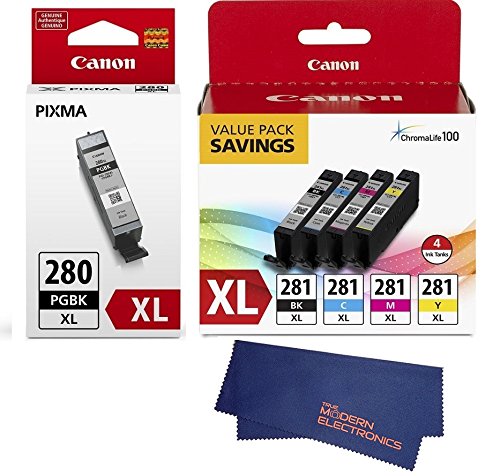 Product Cover Canon CLI-281 XL BKCMY 4-Color Ink Tank Value Pack (2037C005) + Canon PGI-280 XL Pigment Black Ink Tank (2021C001)