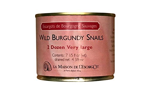 Product Cover Premium Escargot Wild Burgundy Snails - Rated Number One - Best For Escargot Recipes, Various Sizes ... (2 Dozen Very Large)
