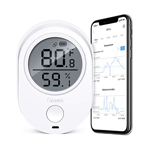 Product Cover Govee Temperature Humidity Monitor, Indoor Bluetooth Thermometer Hygrometer Gauge, Wireless Temp Humidity Sensor with Alert, Data Export Thermometer Humidity for Home Garage Cigar Humidor Greenhouse
