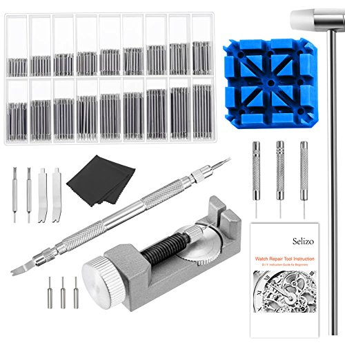 Product Cover Selizo Watch Link remover Kit with User Manual - Watch Spring Band Tool and Link Remover with Watch Pin for Watch Repair