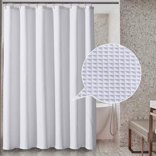 Product Cover Sunlovo White Waffle Shower Curtain,Water-Proof Diamond Weave Bathroom Curtain with Rust-Proof Metal Grommets Top for Bathroom,72