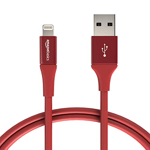Product Cover AmazonBasics USB A Cable with Lightning Connector, Premium Collection, MFi Certified iPhone Charger, 3 Foot, Red