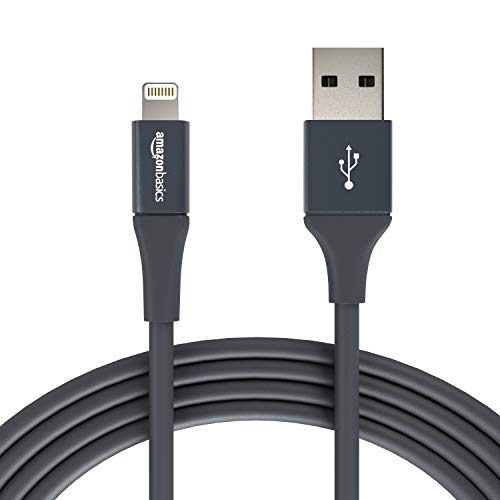 Product Cover AmazonBasics USB A Cable with Lightning Connector, Premium Collection, MFi Certified iPhone Charger, 10 Foot, 2 Pack, Grey