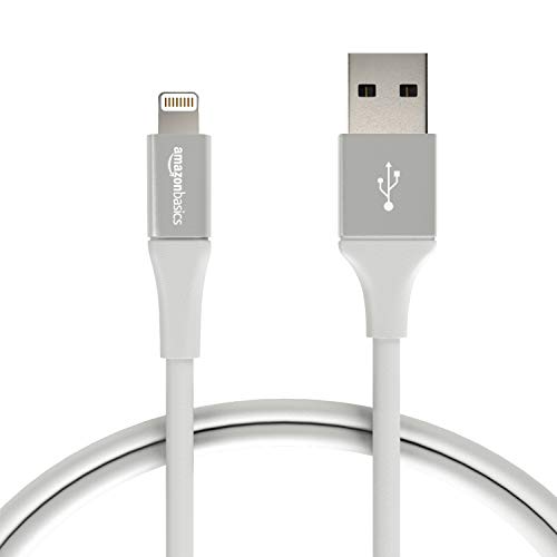 Product Cover AmazonBasics USB A Cable with Lightning Connector, Premium Collection, MFi Certified iPhone Charger, 3 Foot, Silver