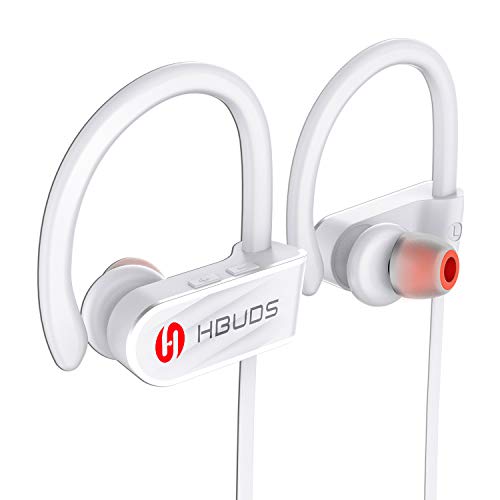 Product Cover Bluetooth Headphones,HBUDS Waterproof IPX7 Wireless Sports Earbuds,Deep Bass HiFi Stereo In-Ear Earphones Built-in Mic, 8-9 Hrs Playtime Noise Canceling Headsets White(Memory Ear Tips & Fast Pairing)