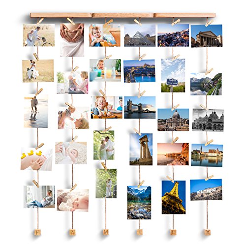 Product Cover Love-KANKEI Family Picture Frame Collage Picture Frame for Wall Hanging Display 30 Pegs for Mixed Size Picture