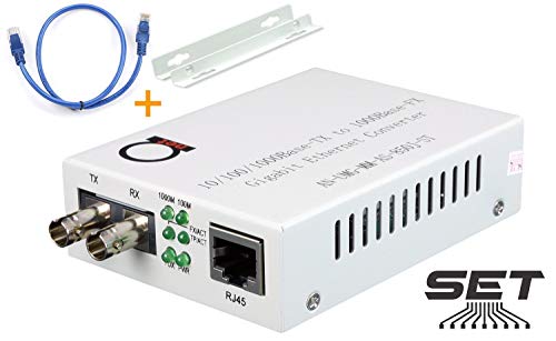 Product Cover Multimode ST Gigabit Fiber Media Converter - Built-in ST Fiber Module 550 m (0.34 Miles) 850 nm - to UTP Cat5e 10/100/1000 RJ-45 - Auto Sensing Gigabit or Fast Ethernet - Jumbo Frame - LLF Support