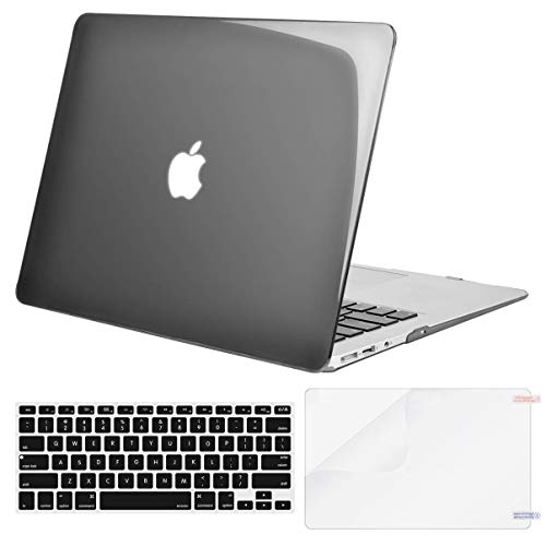 Product Cover MOSISO Plastic Hard Shell Case & Keyboard Cover & Screen Protector Only Compatible with MacBook Air 13 inch (Models: A1369 & A1466, Older Version 2010-2017 Release), Transparent Black