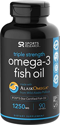 Product Cover Omega-3 Wild Alaskan Fish Oil (1250mg per Capsule) with Triglyceride EPA & DHA | Heart, Brain & Joint Support | IFOS 5 Star Certified, Non-GMO & Gluten Free - 90 day Supply!