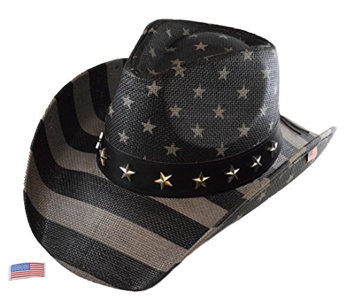 Product Cover Bundle USA Vintage American Flag Cowboy Hat and Embroidered Iron On Flag Patch