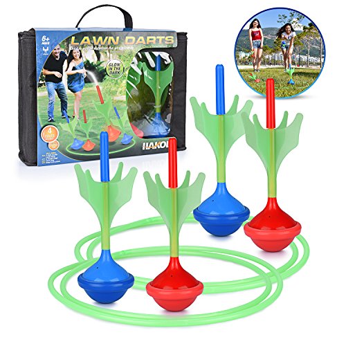 Product Cover Lawn Darts Game - Glow in The Dark, Outdoor Backyard Toy for Kids & Adults | Fun for The Entire Family | Work On Your Aim & Accuracy While Having A Blast