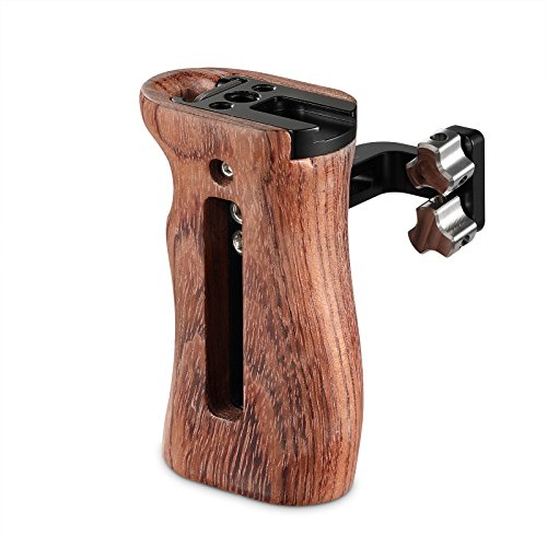 Product Cover SMALLRIG Universal Side Wooden Handle Grip for DSLR Camera Cage w/Cold Shoe Mount, Threaded Holes - 2093