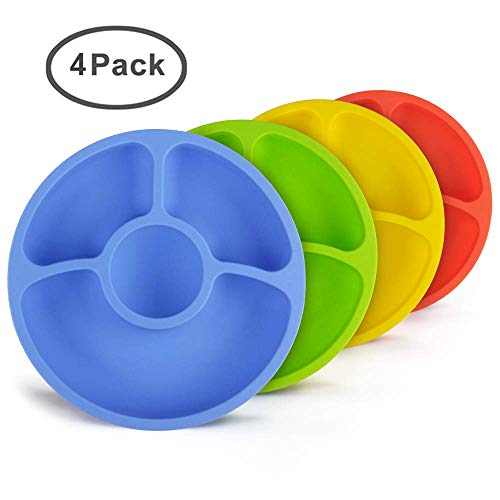 Product Cover Silicone Divided Toddler Baby Plates - 4 Pack X 8
