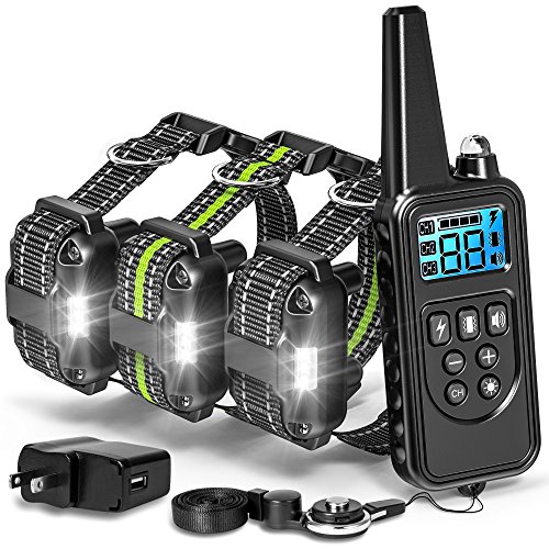 Product Cover F-color Dog Training Collar, 2600FT Dog Shock Collar for Large Medium Small Dogs Breed, with 4 Modes Light Beep Vibration Shock, Waterproof and Rechargeable Shock Collar for 3 Dogs