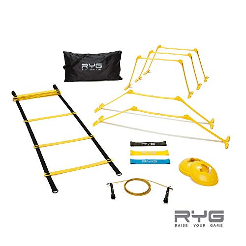 Product Cover Raise Your Game RYG Speed Agility Training Set- Ladder, Cones, Hurdles, Explosiveness, Resistance, Exercise Equipment, Soccer, Football, Track Field, Basketball, Footwork, Workout Drills, Sport Train