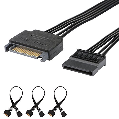 Product Cover J&D [3-Pack 15 Pin SATA Power Extension Cable, Male to Female Cable - 10 inch, Black (3 Pack)