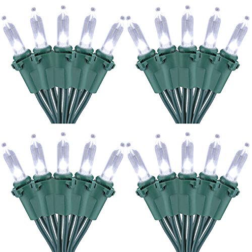 Product Cover Brizled 4 Pack LED Christmas Lights, 100 LED 33ft Mini String Lights, 120V UL Certified for Indoor and Outdoor Decorations, Patio and Christmas Tree, Cool White