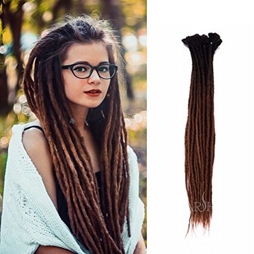 Product Cover Dsoar 24 Inch Ombre Dreadlock Extensions Handmade Synthetic Dreads 10 Strands/Pack Crochet Reggae Locs (Ombre Black and Dark Brown)