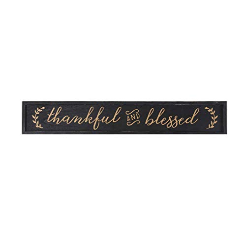 Product Cover NIKKY HOME Thankful and Blessed Carved Wood Framed Wall Plaque Sign with Inspirational Quote, 36
