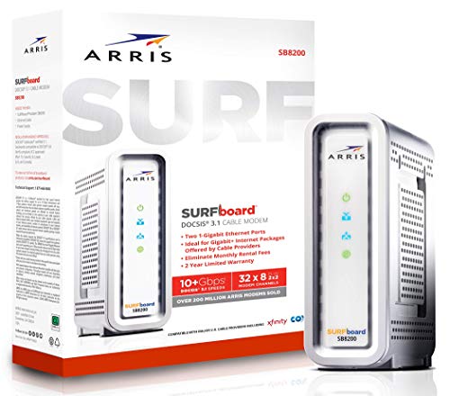 Product Cover ARRIS SURFboard Docsis 3.1 Gigabit Speed Cable Modem, Approved for Cox, Spectrum and Xfinity, (SB8200 Frustration Free),White