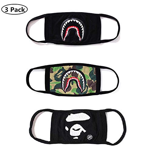 Product Cover NF orange 3 Pack Bape Bathing Ape AAPE Shark Black Camouflage Mouth Face Mask Cotton Mouth-Muffle