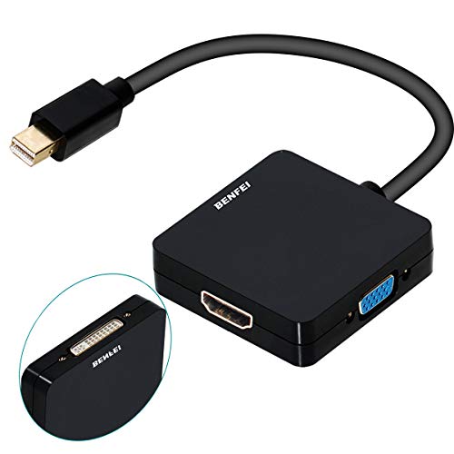 Product Cover BENFEI Mini DisplayPort to HDMI DVI VGA 4K Adapter, 3-in-1 Mini Dp to HDMI/DVI/VGA Male to Female Convert Gold-Plated Cord Compatible for MacBook Air, Mac Mini, Microsoft Surface Pro 3/4